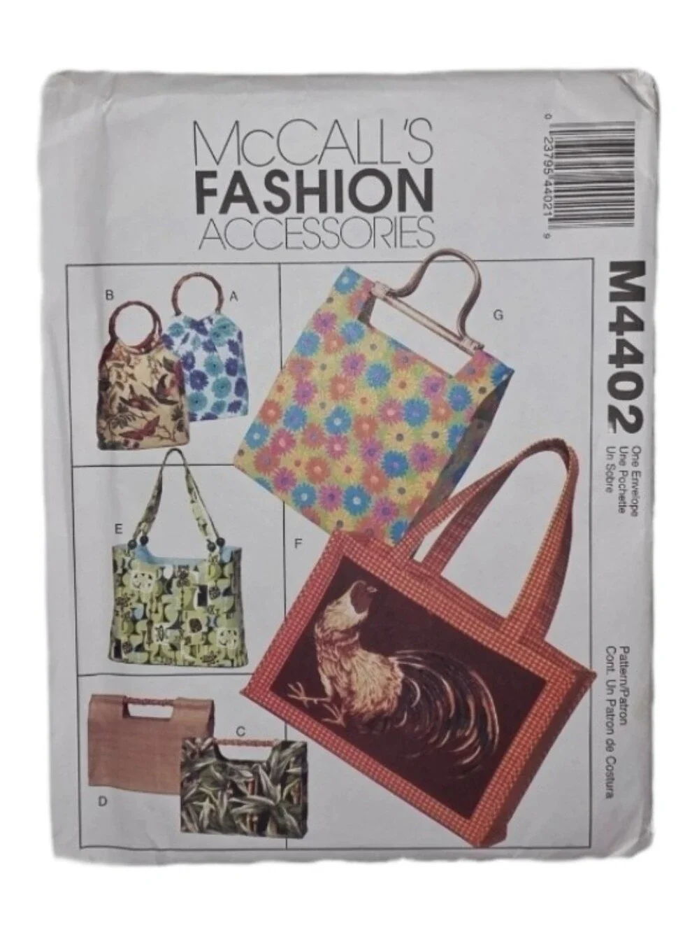 Sewing Pattern M4402 McCall's Fashion Accessories Floral Tote Bag Multicolor